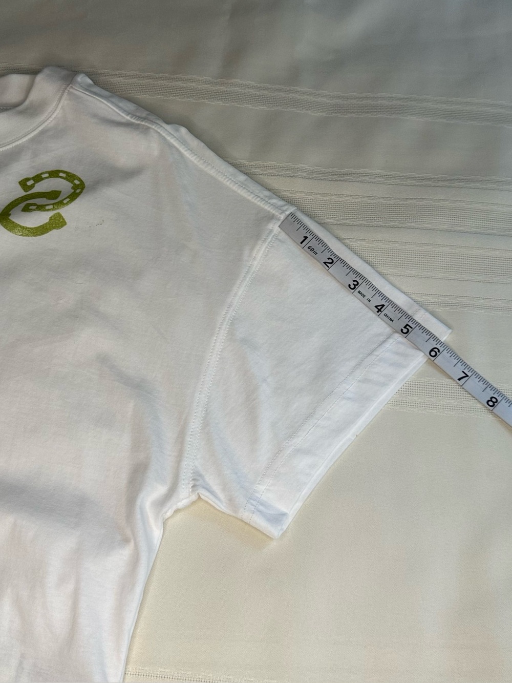 Maeve White Boxy Crop Tee with Lime Green Emblem 100% Cotton - Picture 11 of 15